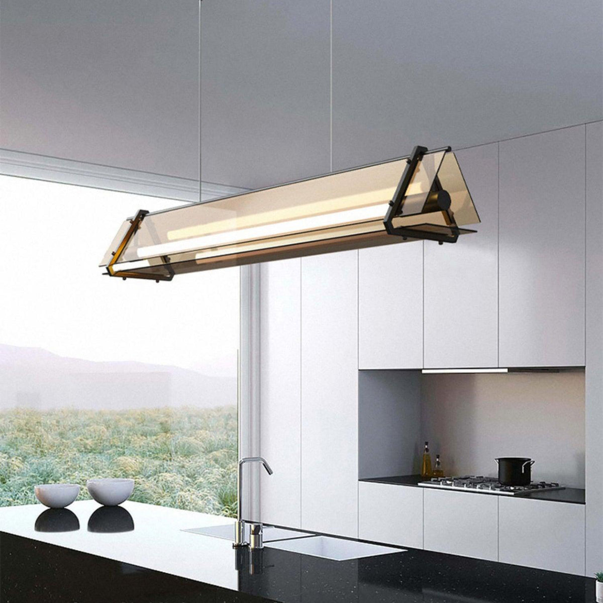 Warm Gold Premium Industrial Triangle Pendant Light