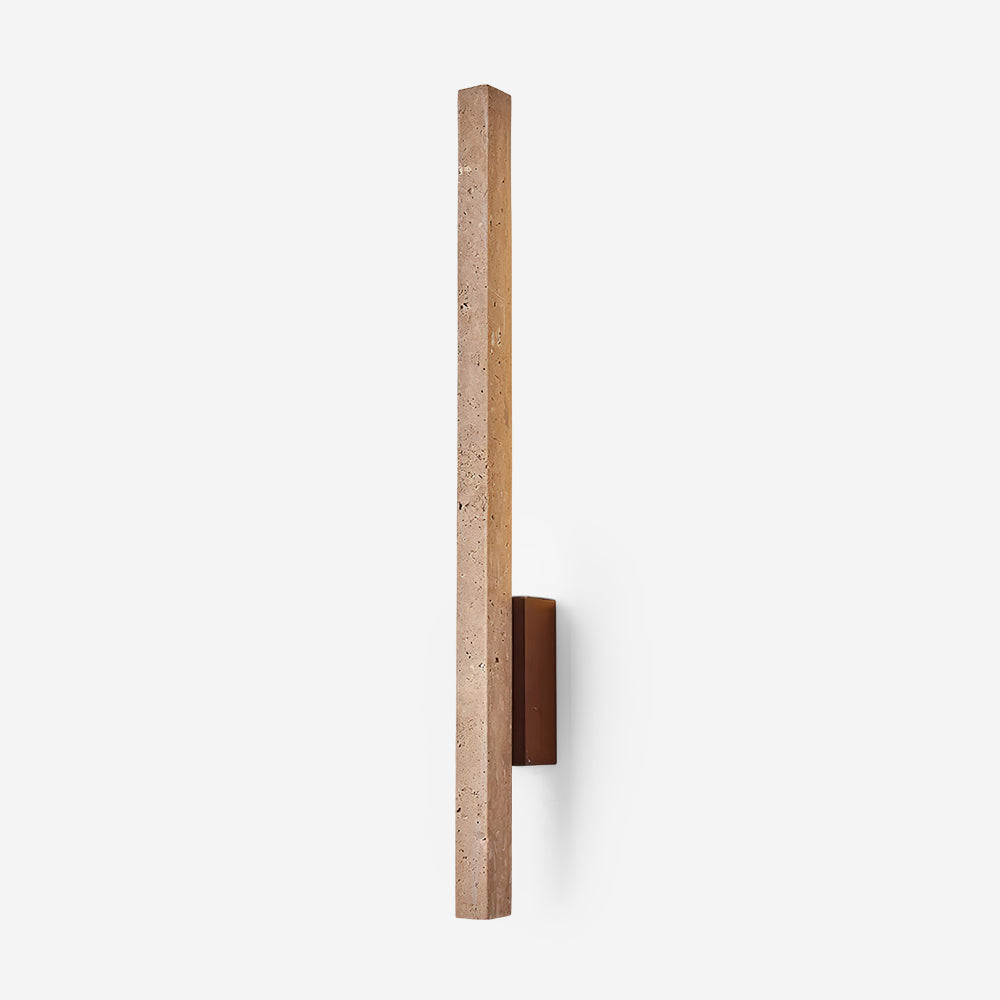 Walnut Wood Finish Slim Travertine Wall Lamp