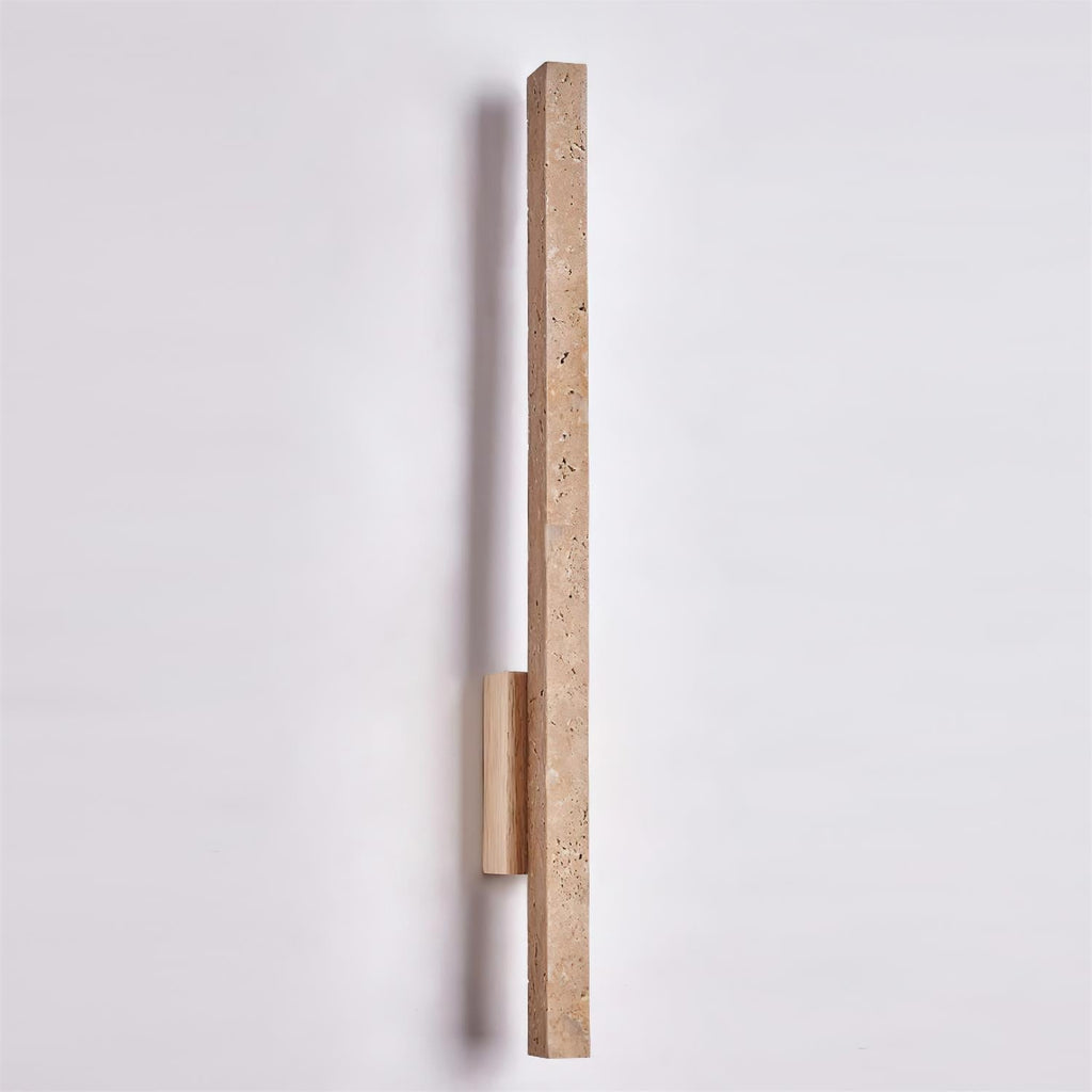 Walnut Wood Finish Slim Travertine Wall Lamp