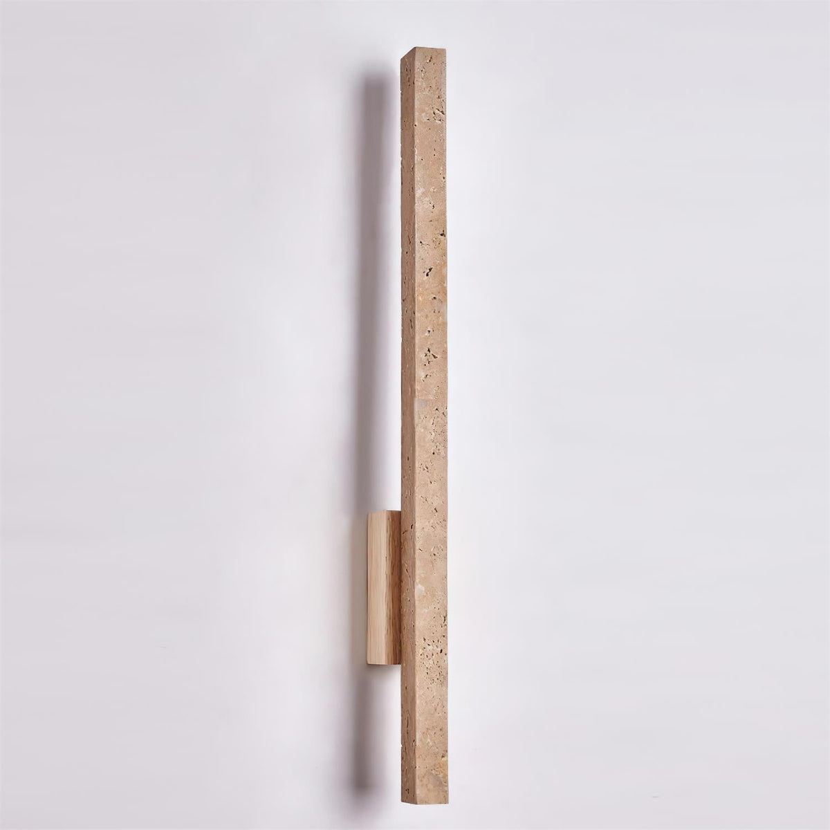 Walnut Wood Finish Slim Travertine Wall Lamp