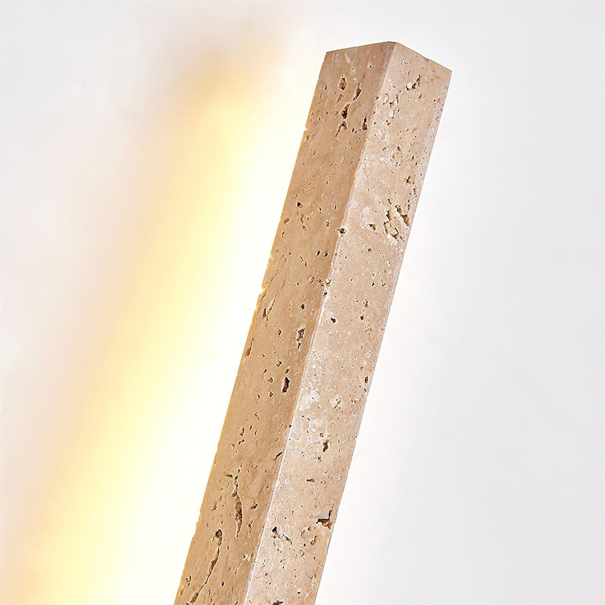 Walnut Wood Finish Slim Travertine Wall Lamp