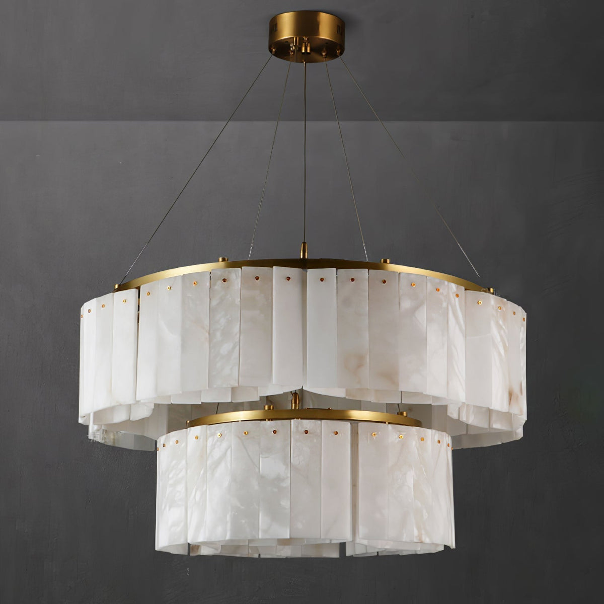 Alabaster Double Tier Pendant Light With Warm Glow