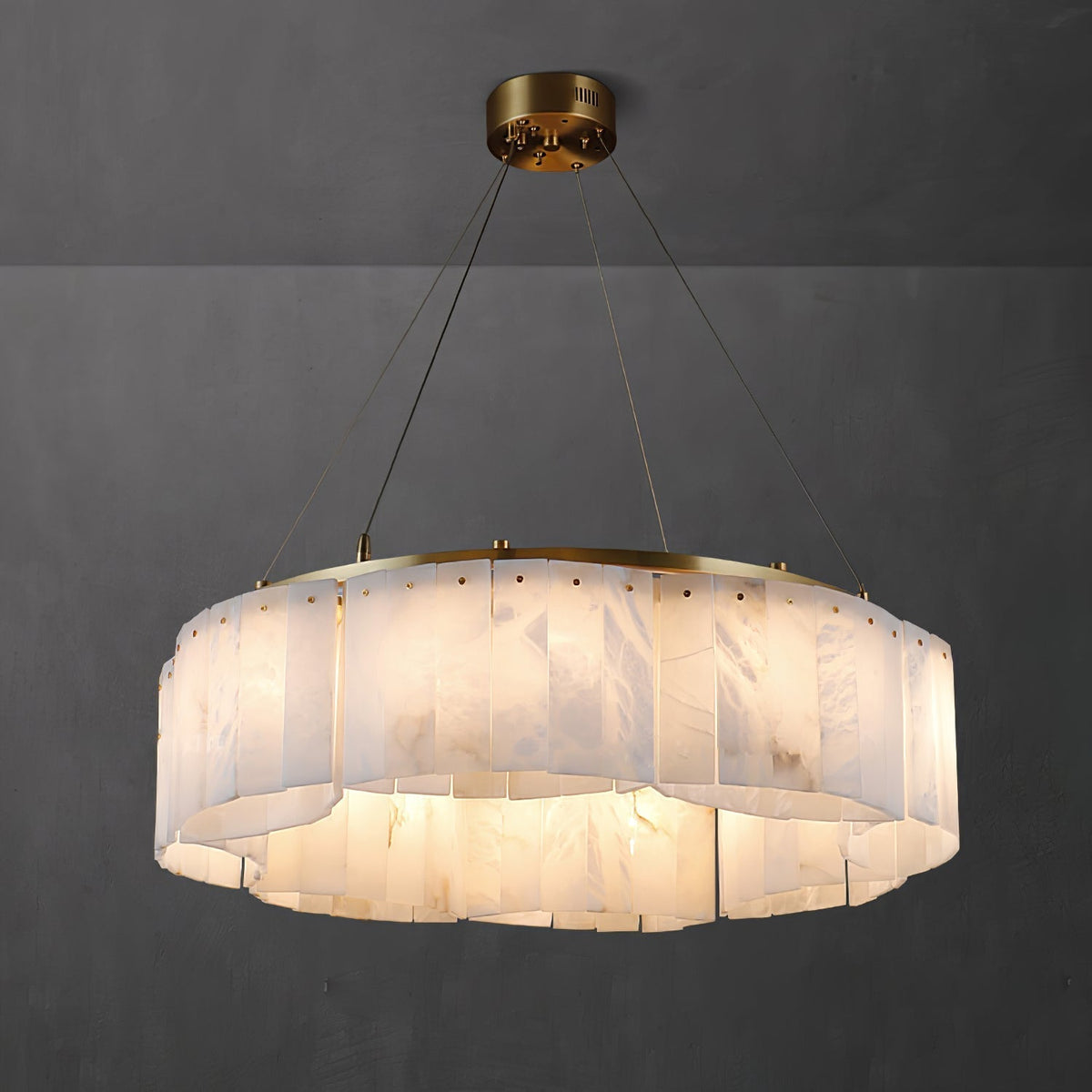 Alabaster Double Tier Pendant Light With Warm Glow