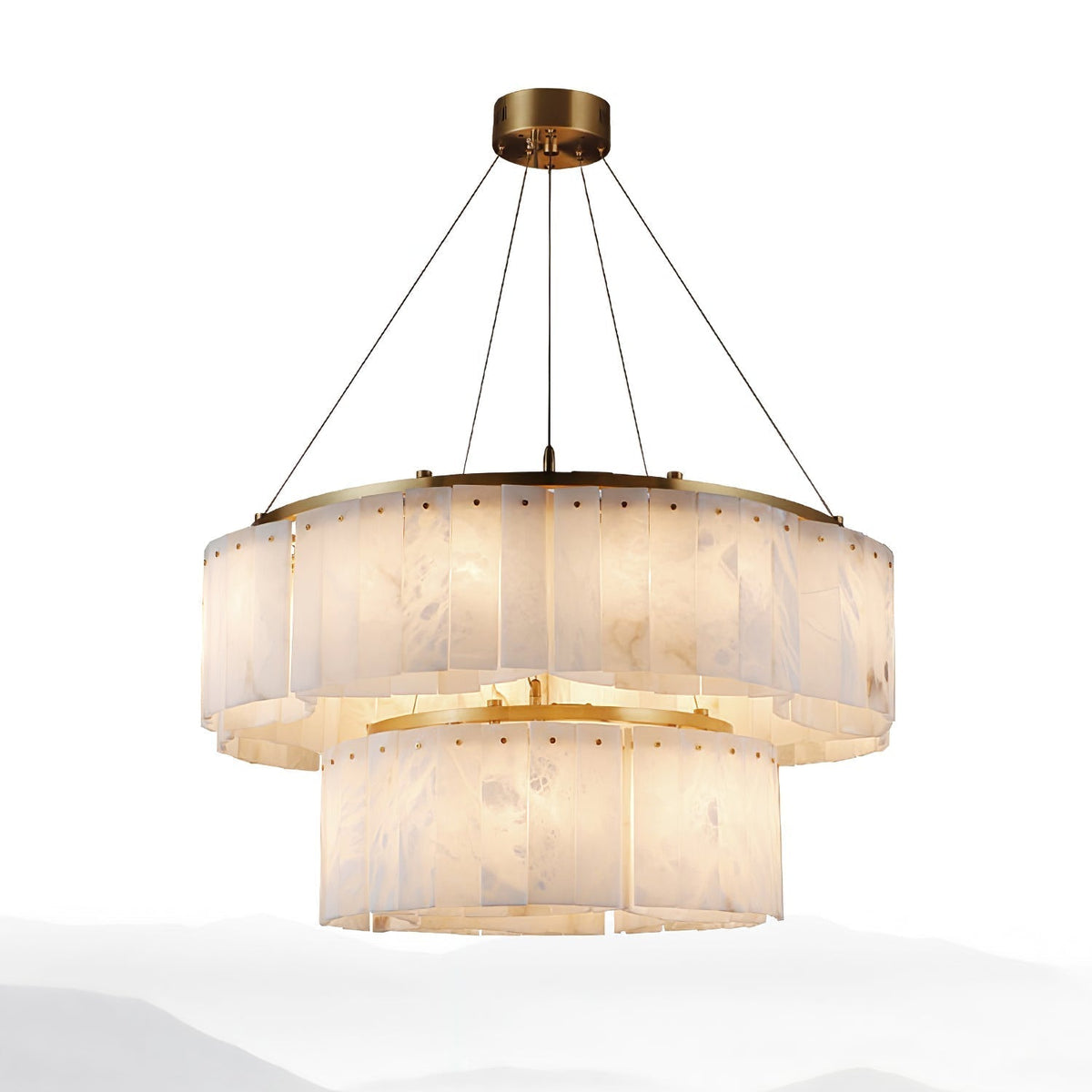 Alabaster Double Tier Pendant Light With Warm Glow