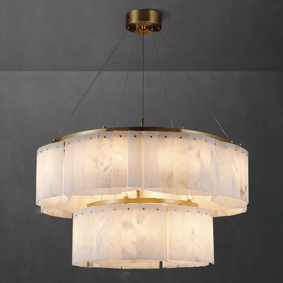 Alabaster Double Tier Pendant Light With Warm Glow