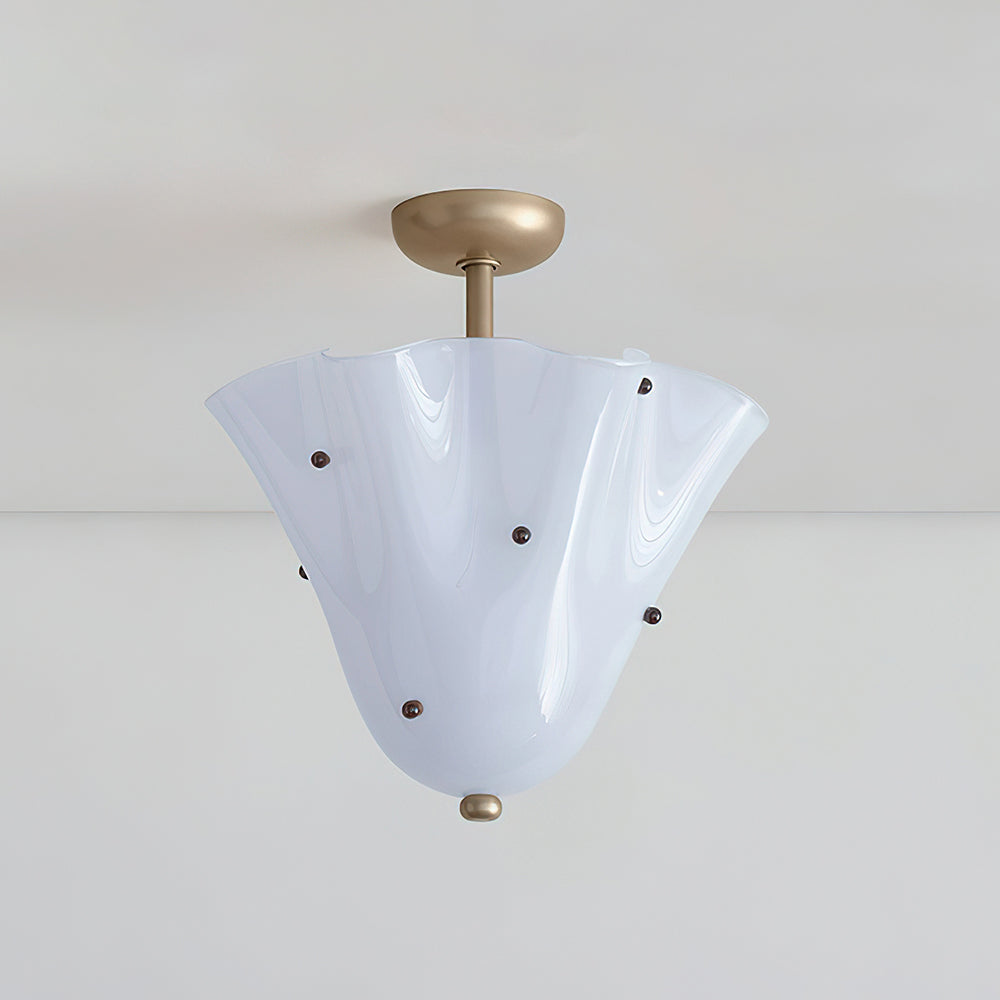 G9 Socket Art Glass Semi Flush Ceiling Light