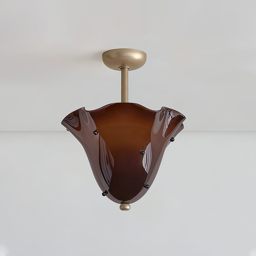 G9 Socket Art Glass Semi Flush Ceiling Light