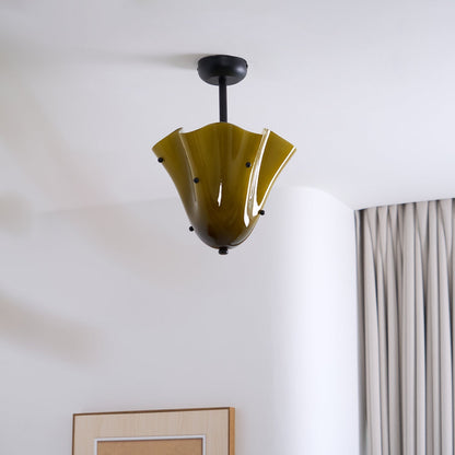G9 Socket Art Glass Semi Flush Ceiling Light