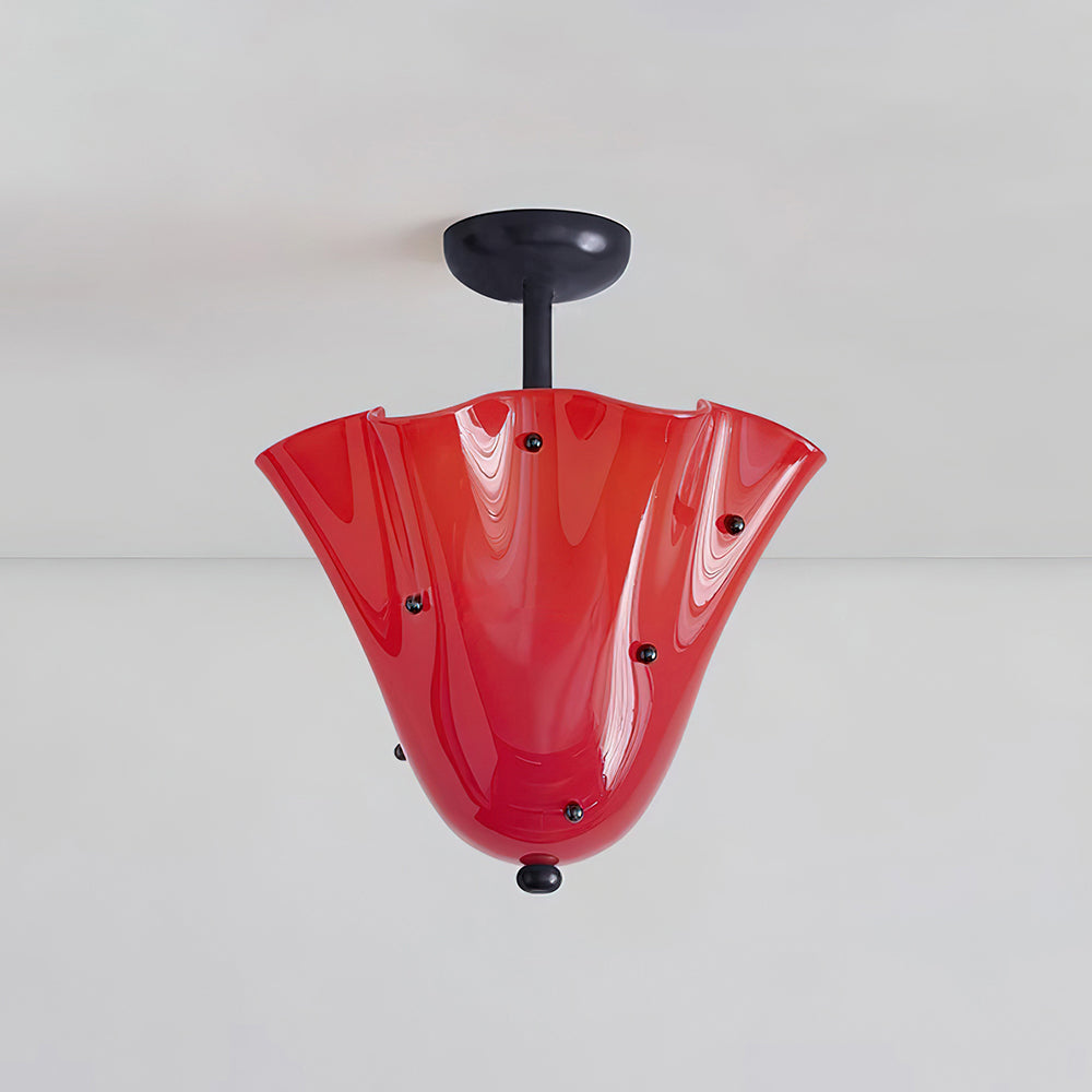 G9 Socket Art Glass Semi Flush Ceiling Light