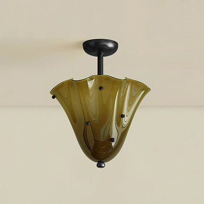 G9 Socket Art Glass Semi Flush Ceiling Light