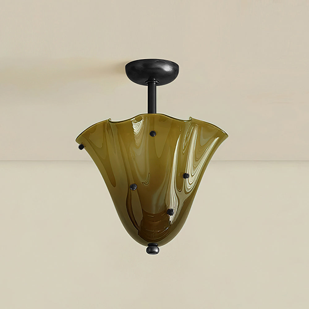 G9 Socket Art Glass Semi Flush Ceiling Light