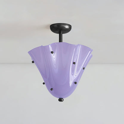 G9 Socket Art Glass Semi Flush Ceiling Light
