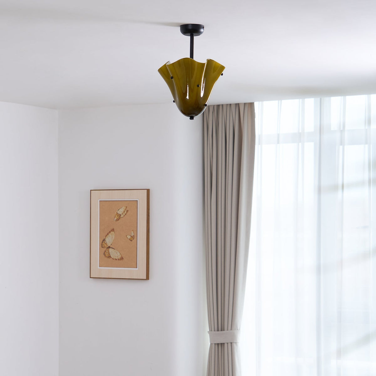 G9 Socket Art Glass Semi Flush Ceiling Light