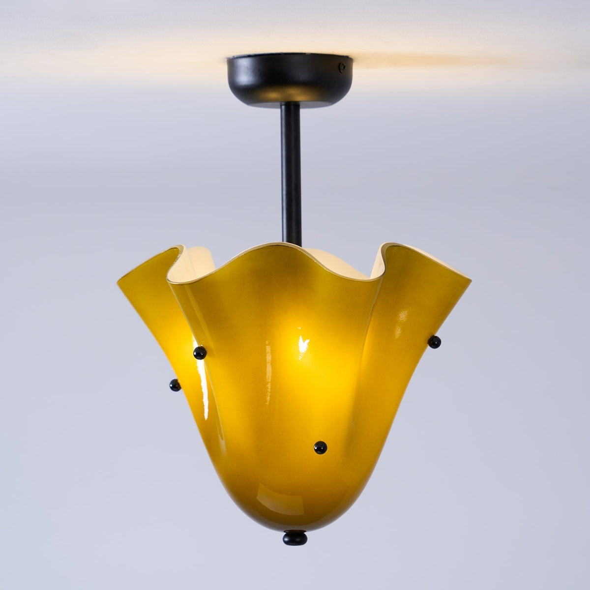 G9 Socket Art Glass Semi Flush Ceiling Light