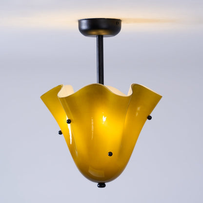 G9 Socket Art Glass Semi Flush Ceiling Light