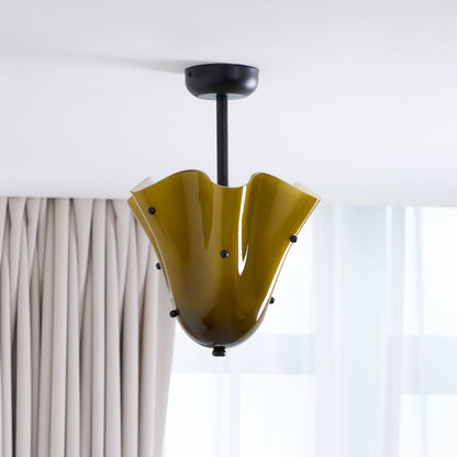 G9 Socket Art Glass Semi Flush Ceiling Light