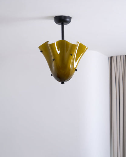 G9 Socket Art Glass Semi Flush Ceiling Light