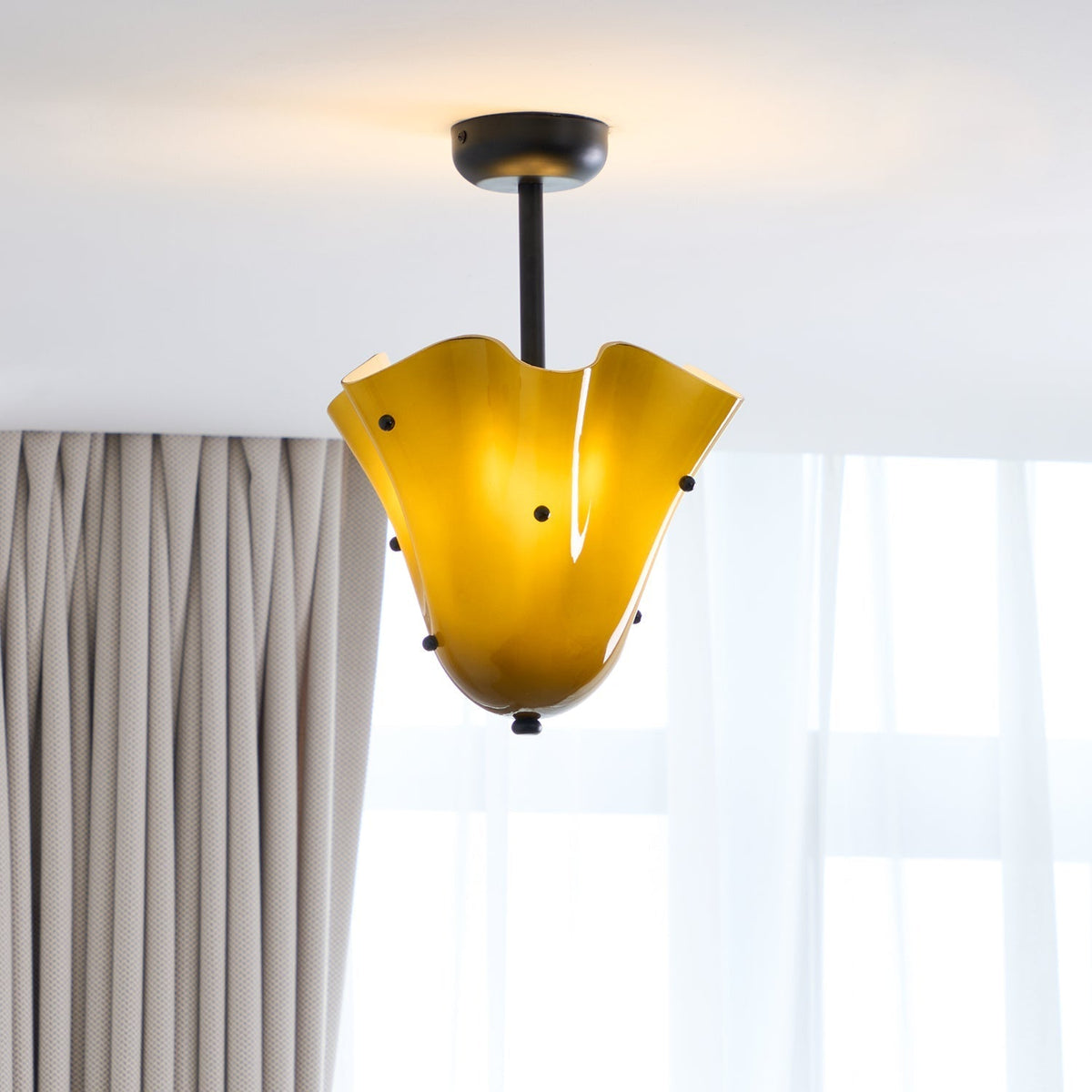 G9 Socket Art Glass Semi Flush Ceiling Light