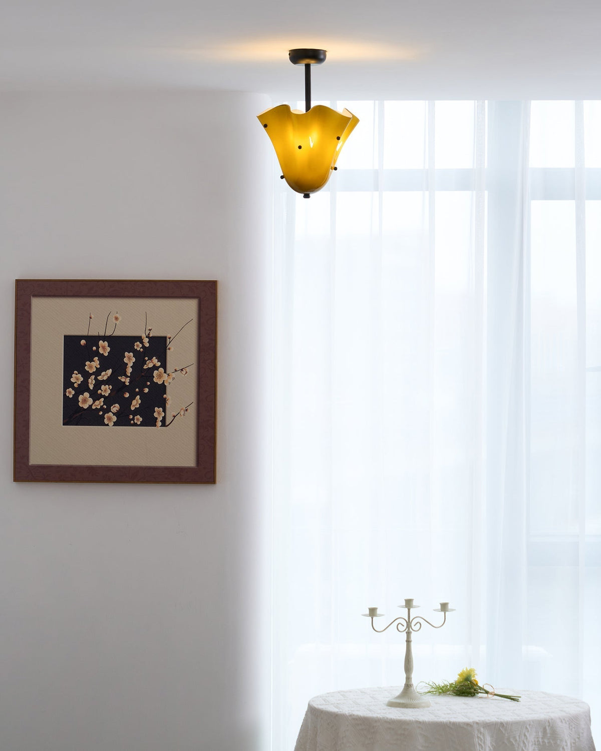 G9 Socket Art Glass Semi Flush Ceiling Light