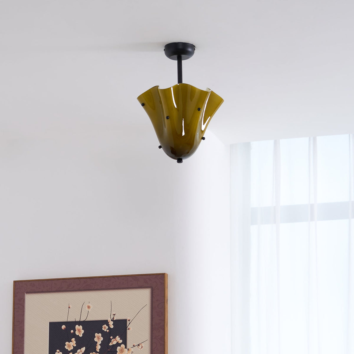 G9 Socket Art Glass Semi Flush Ceiling Light