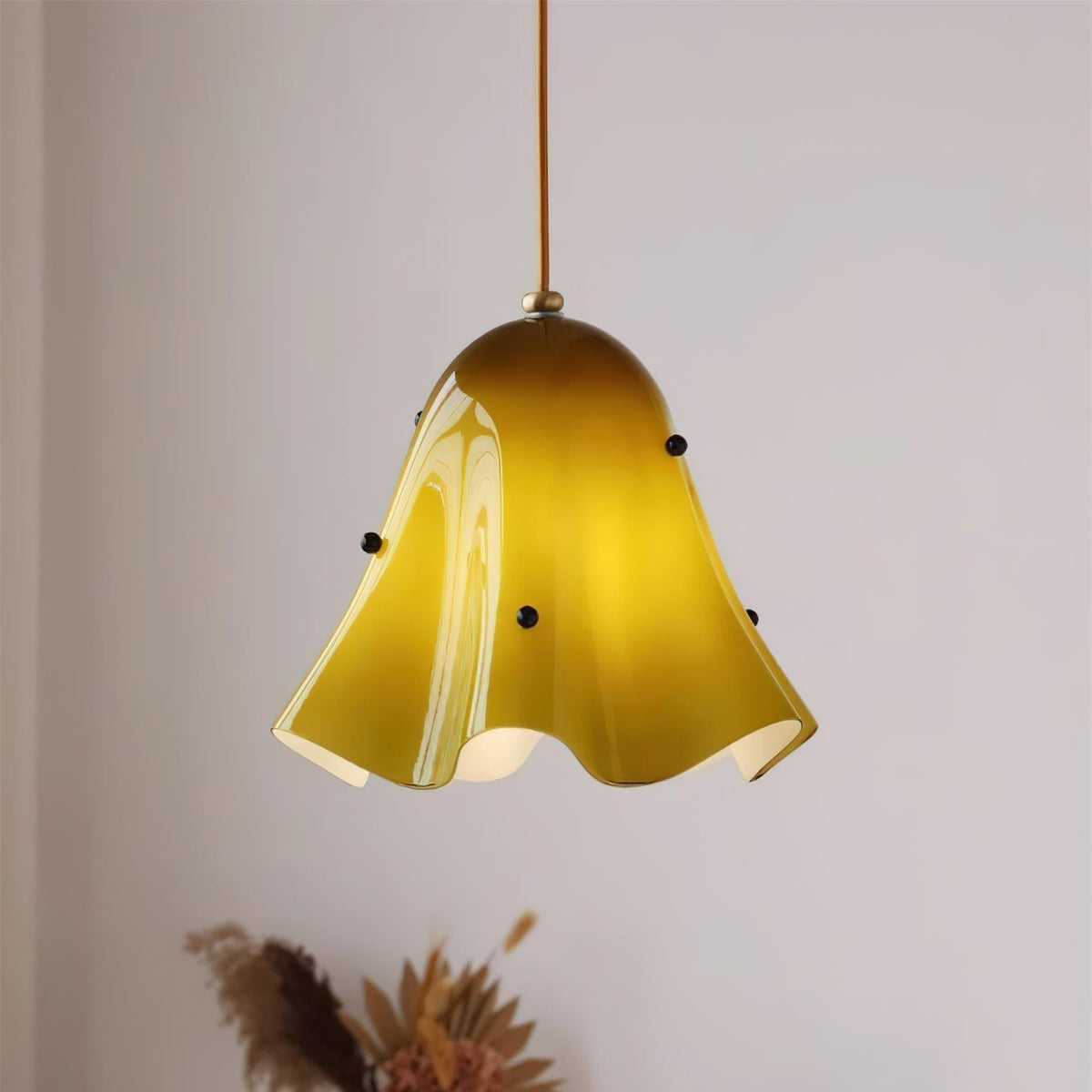 Ambient Glow Elegant Brass Glass Pendant Light
