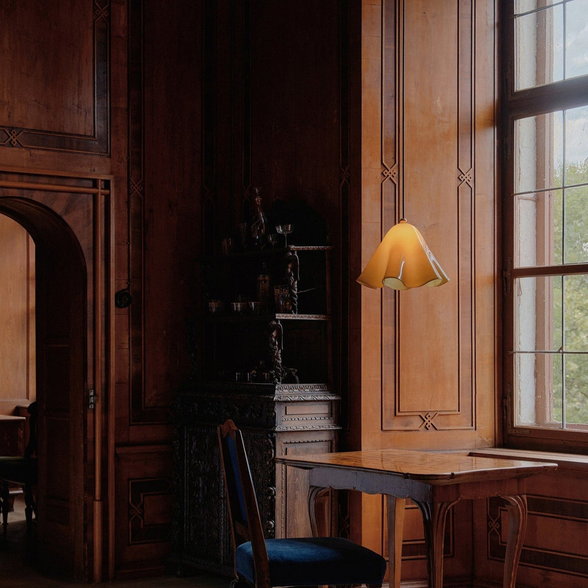 Ambient Glow Elegant Brass Glass Pendant Light