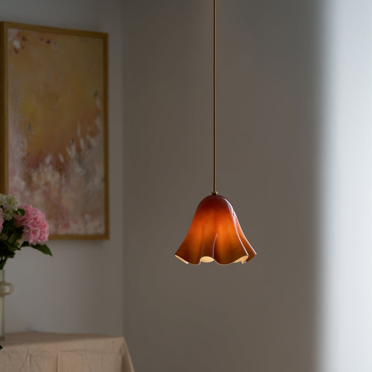 Ambient Glow Elegant Brass Glass Pendant Light