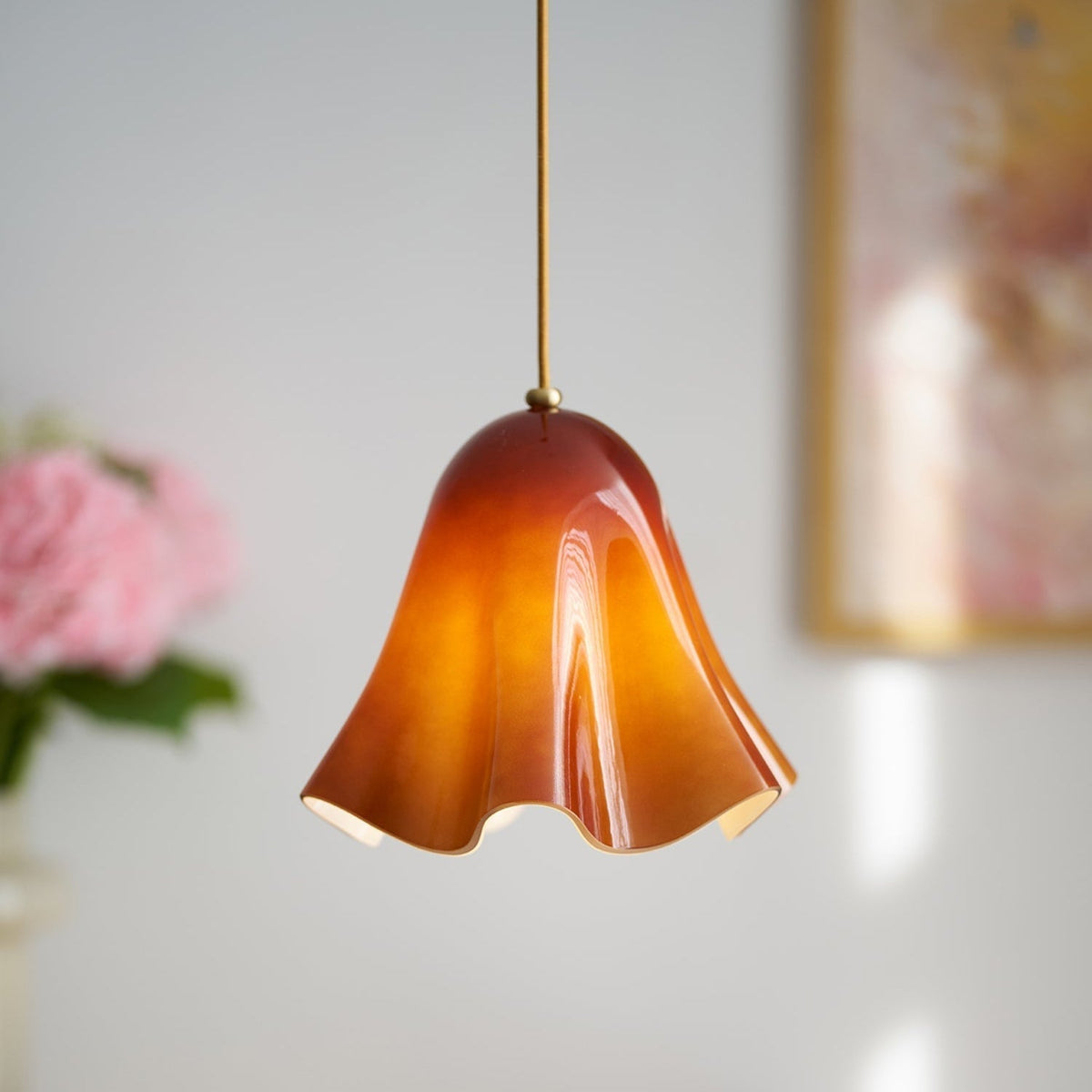 Ambient Glow Elegant Brass Glass Pendant Light