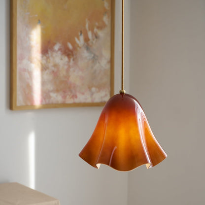 Ambient Glow Elegant Brass Glass Pendant Light