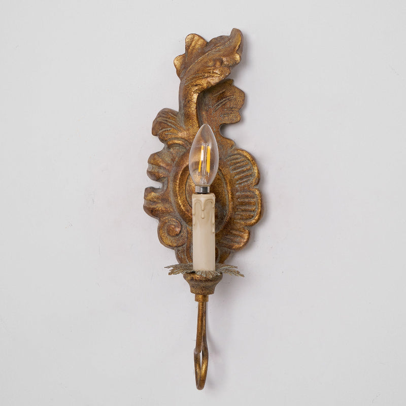 Resin Ornate Scrollwork Vintage Distressed Wall Sconce