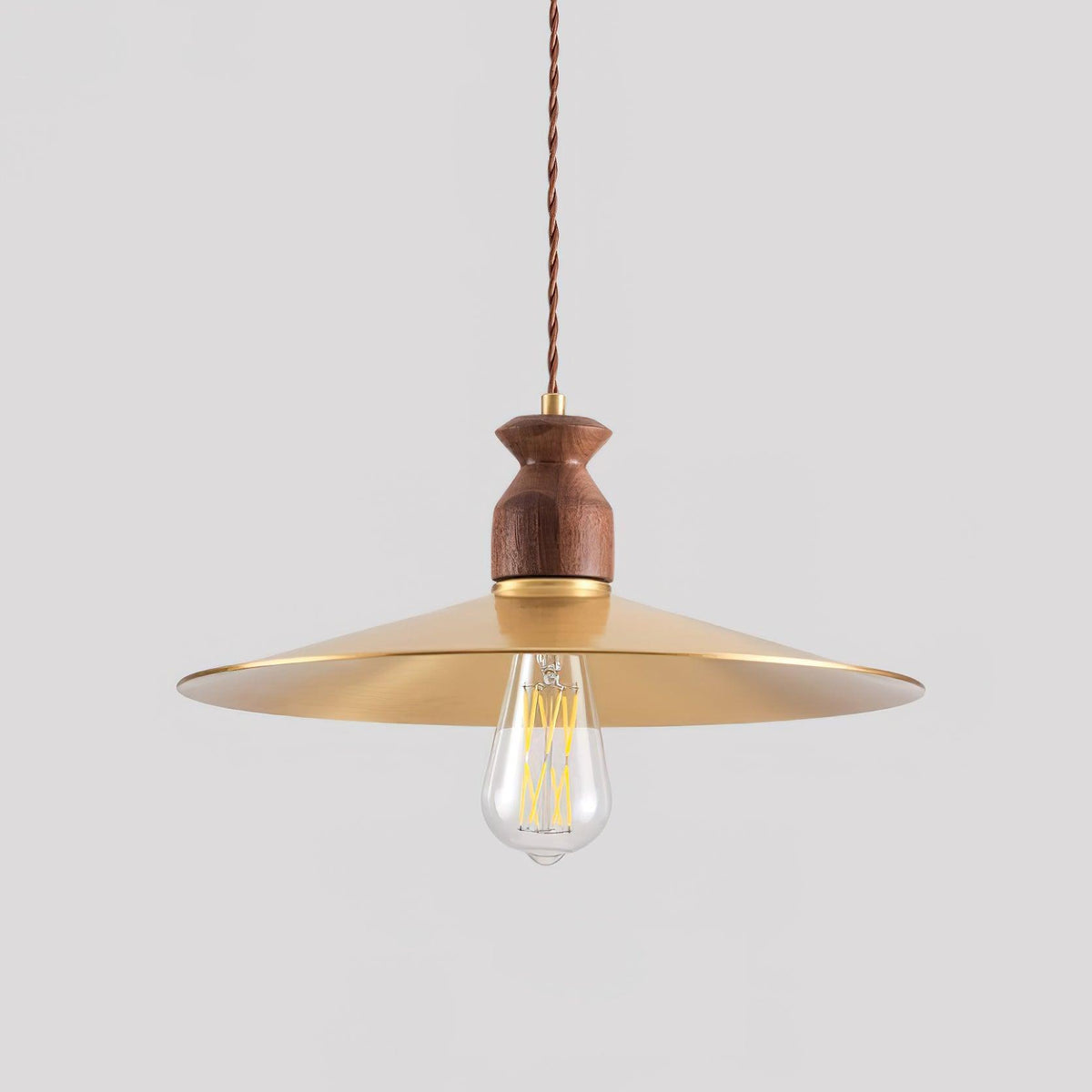 Warm Ambience Walnut Wood Brass Pendant Lamp