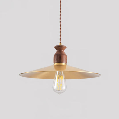Warm Ambience Walnut Wood Brass Pendant Lamp