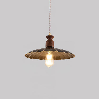 Warm Ambience Walnut Wood Brass Pendant Lamp