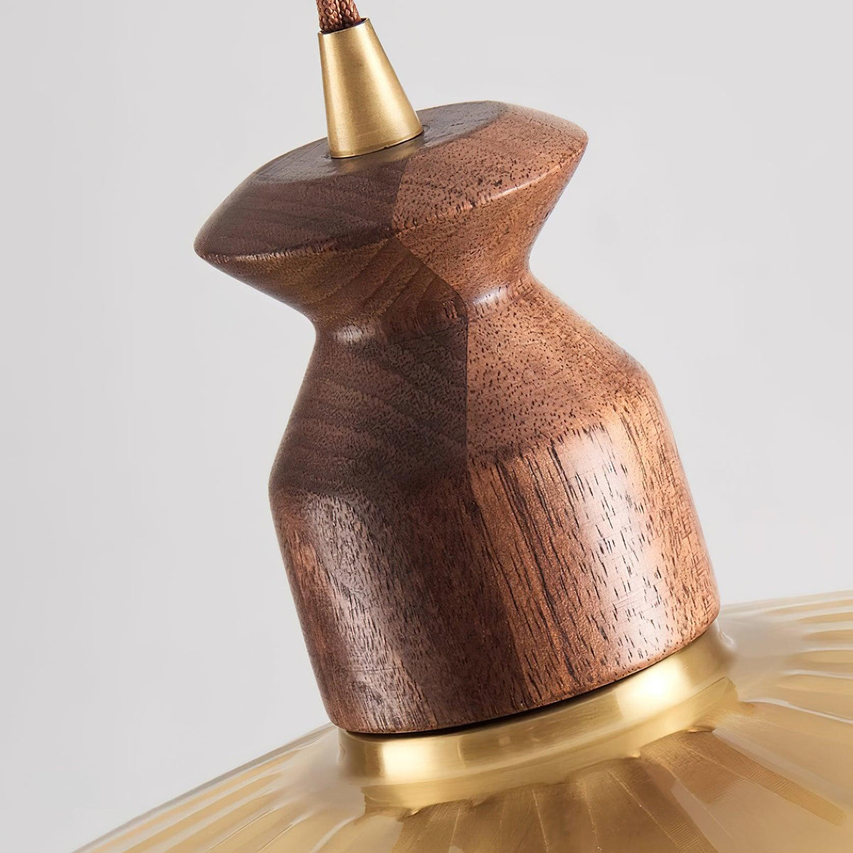 Warm Ambience Walnut Wood Brass Pendant Lamp