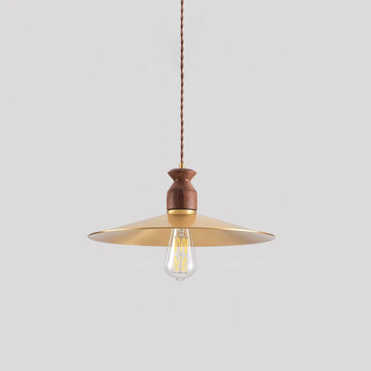 Warm Ambience Walnut Wood Brass Pendant Lamp