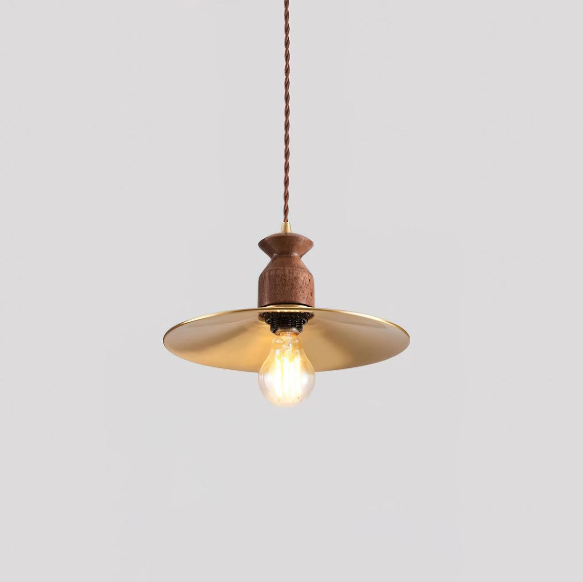 Warm Ambience Walnut Wood Brass Pendant Lamp