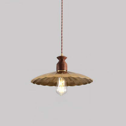 Warm Ambience Walnut Wood Brass Pendant Lamp