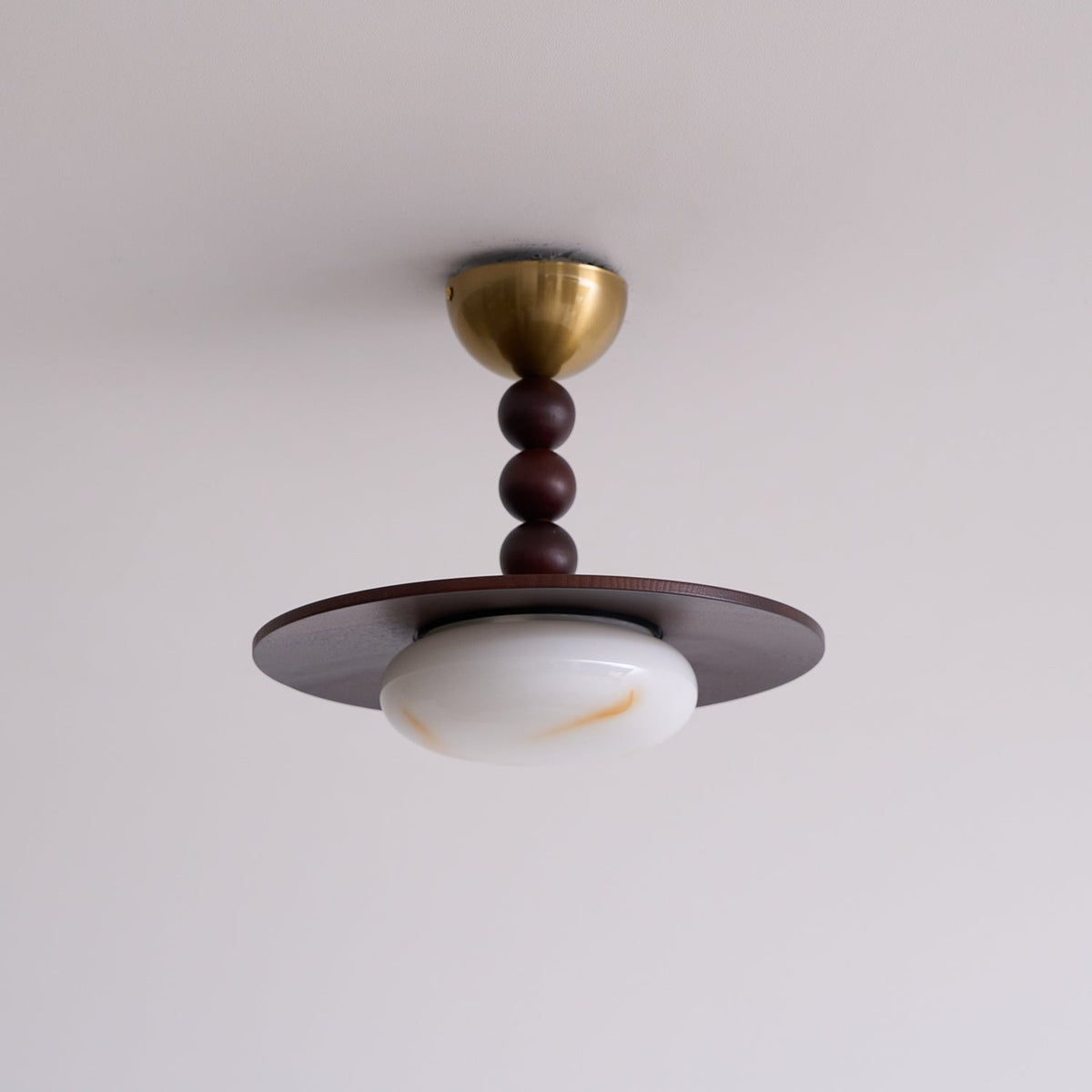 Ceiling Light White And Walnut Diffuser Imitation Alabaster