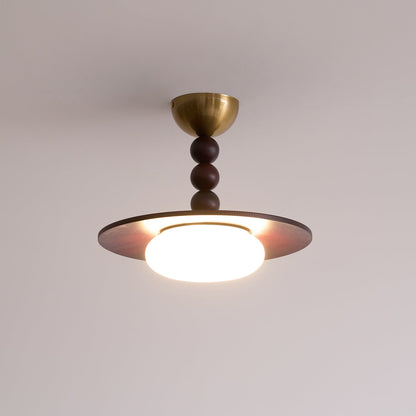 Ceiling Light White And Walnut Diffuser Imitation Alabaster