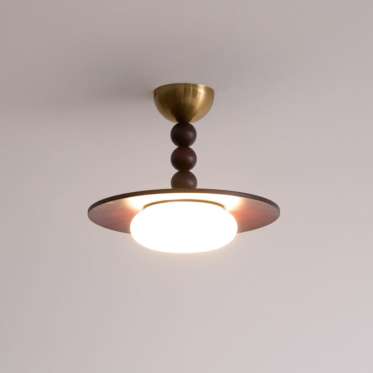 Imitation Alabaster Diffuser With Walnut Wood Ceiling Light