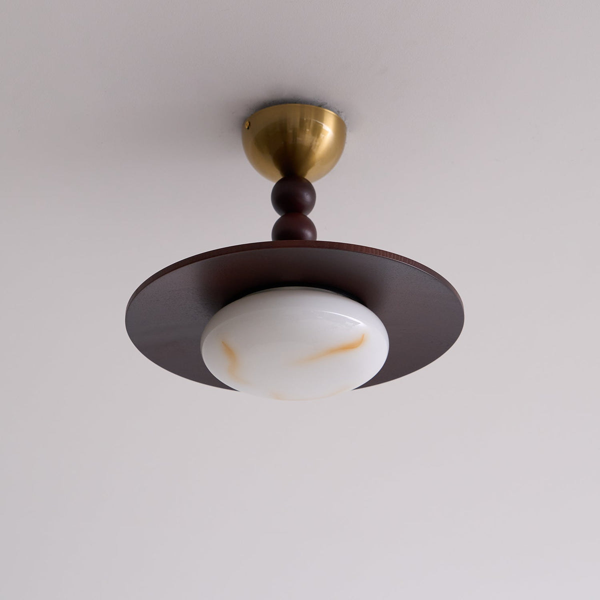 Ceiling Light White And Walnut Diffuser Imitation Alabaster