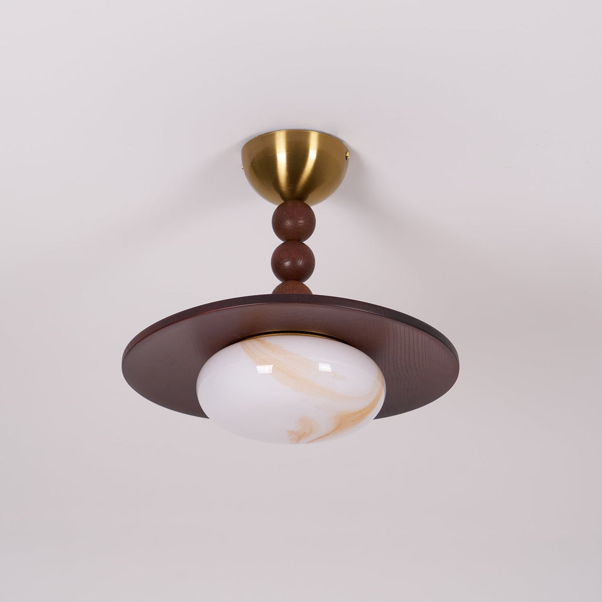 Imitation Alabaster Diffuser With Walnut Wood Ceiling Light