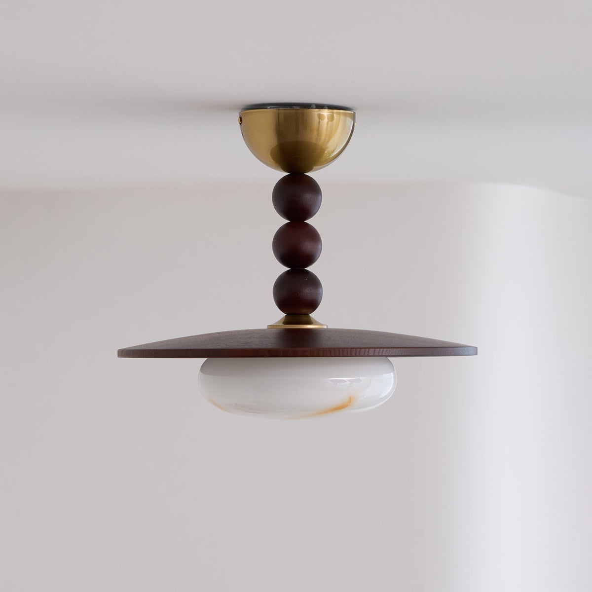 Imitation Alabaster Diffuser With Walnut Wood Ceiling Light