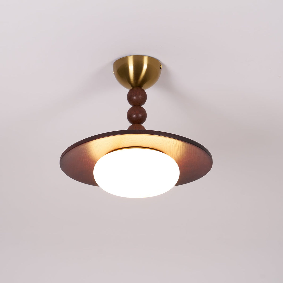 Imitation Alabaster Diffuser With Walnut Wood Ceiling Light