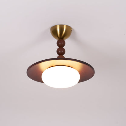 Imitation Alabaster Diffuser With Walnut Wood Ceiling Light