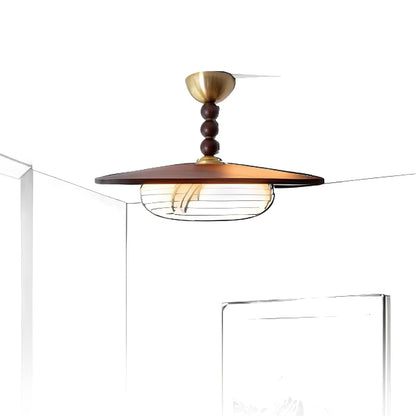 Ceiling Light White And Walnut Diffuser Imitation Alabaster
