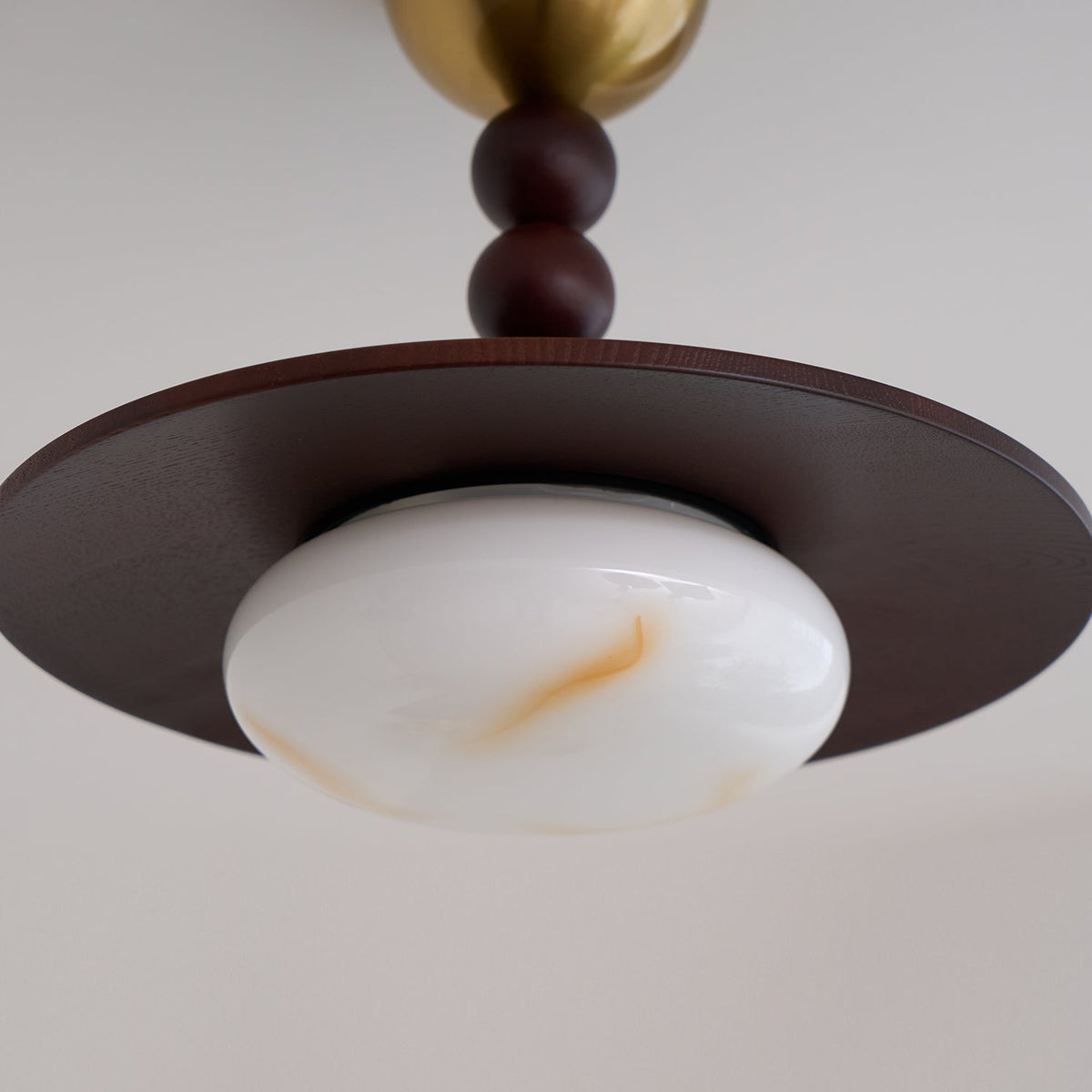 Imitation Alabaster Diffuser With Walnut Wood Ceiling Light