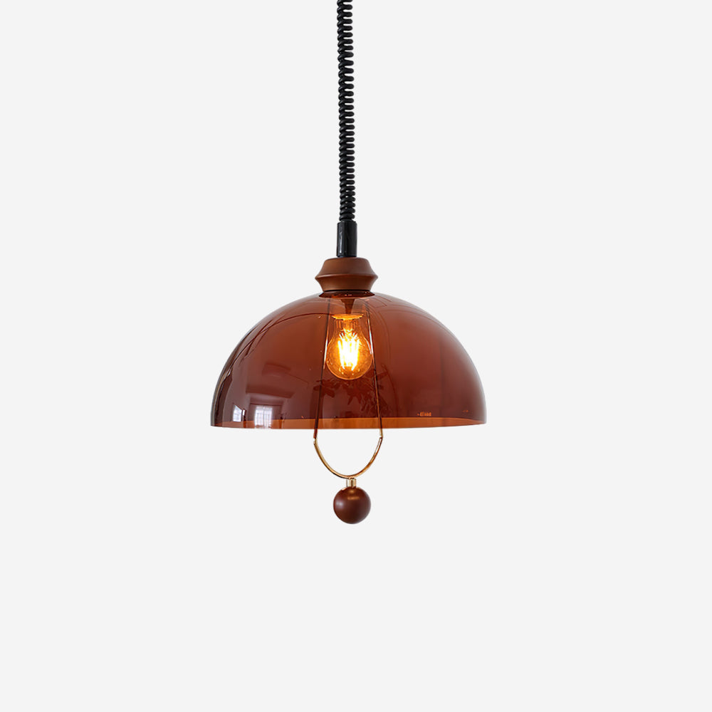 Walnut Wood Accents Elegant Glass Pendant Light