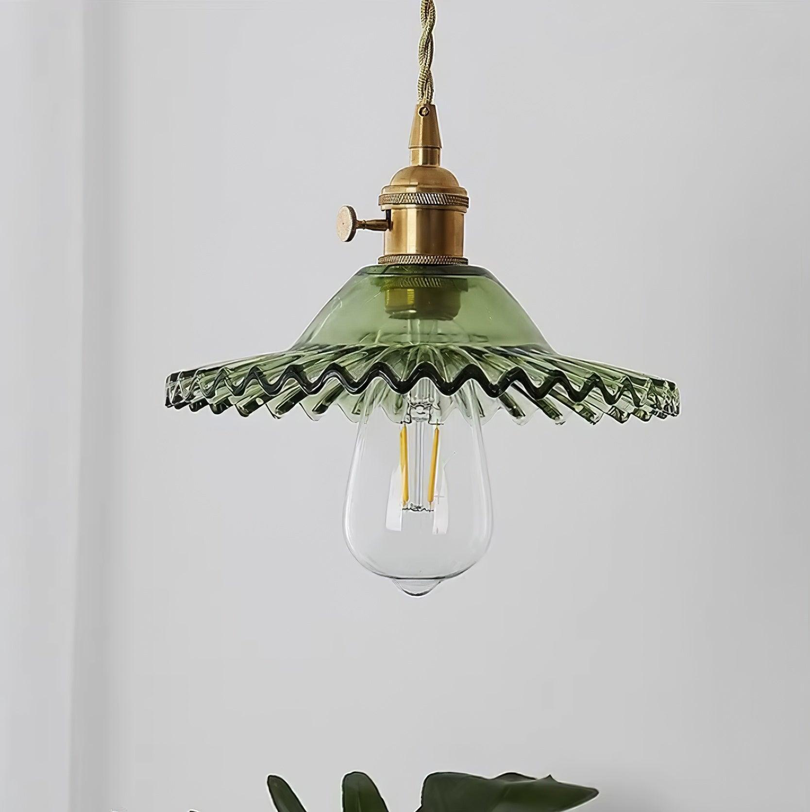 Soft Ambient Glow Pendant Lamp With Ruffled Glass Shade