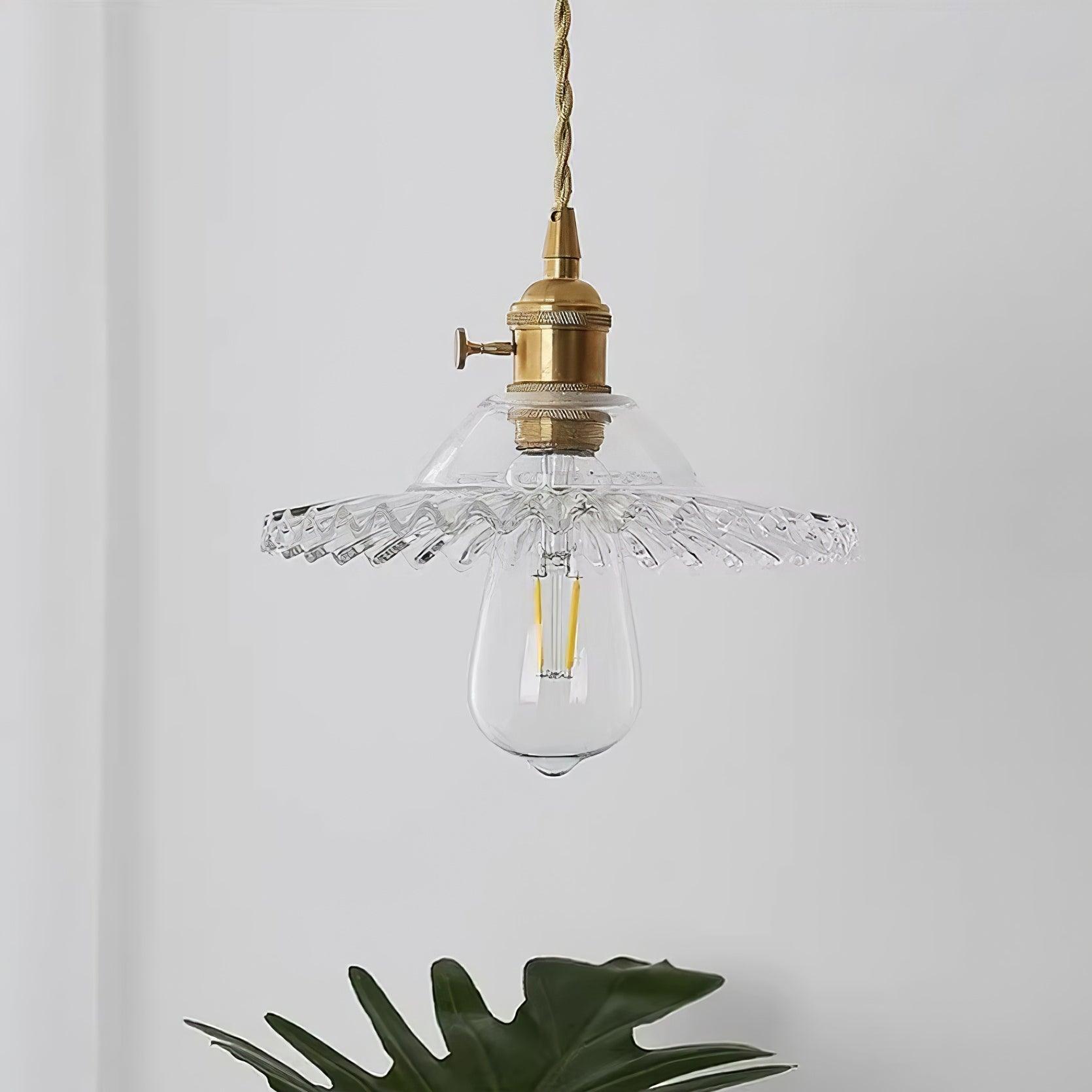 Soft Ambient Glow Pendant Lamp With Ruffled Glass Shade